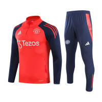 Kids Manchester United 1/2 Zipper Sweat Kit(Top+Pants) Red 2024/25